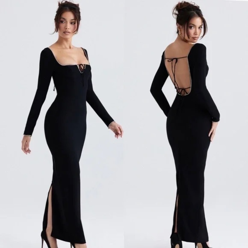 NWT House of CB Rosa Embellished Long Sleeve Dress size L